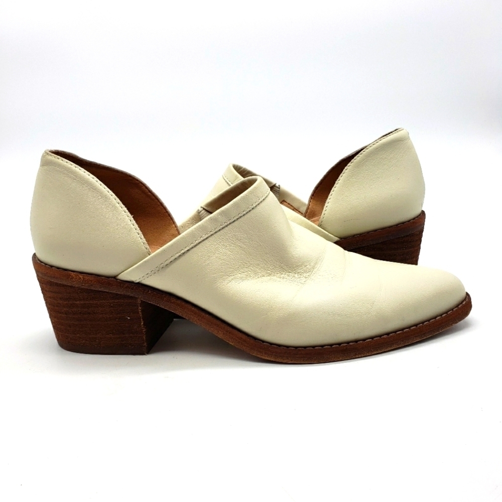 Madewell ankle booties women US 8.5 cream leather K5294 snip toe Western stacked